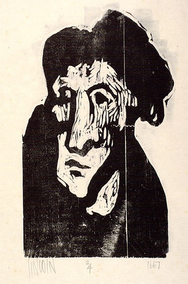 Artist: b'Lincoln, Kevin.' | Title: b'not titled' | Date: 1967 | Technique: b'woodcut, printed in black ink, from one block' | Copyright: b'\xc2\xa9 Kevin Lincoln. Licensed by VISCOPY, Australia' Artist: b'Lincoln, Kevin.' | Title: b'not titled' | Date: 1967 | Technique: b'woodcut, printed in black ink, from one block' | Copyright: b'\xc2\xa9 Kevin Lincoln. Licensed by VISCOPY, Australia'