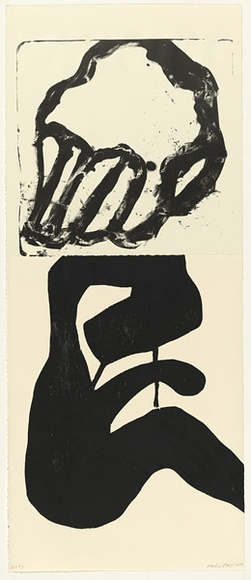 Artist: b'PARR, Mike' | Title: b'not titled.' | Date: 2001 | Technique: b'lithograph, printed in black ink, from one stone; woodcut, printed in black ink, from one block' Artist: b'PARR, Mike' | Title: b'not titled.' | Date: 2001 | Technique: b'lithograph, printed in black ink, from one stone; woodcut, printed in black ink, from one block'