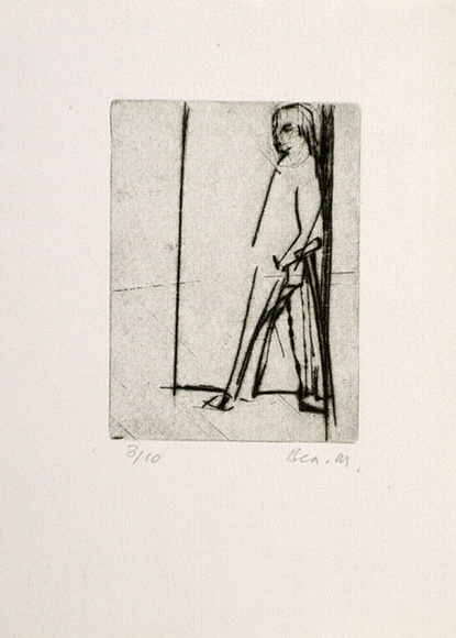 Artist: b'MADDOCK, Bea' | Title: b'Cripple II.' | Date: December 1966 | Technique: b'drypoint, printed in black ink, from one copper plate' Artist: b'MADDOCK, Bea' | Title: b'Cripple II.' | Date: December 1966 | Technique: b'drypoint, printed in black ink, from one copper plate'