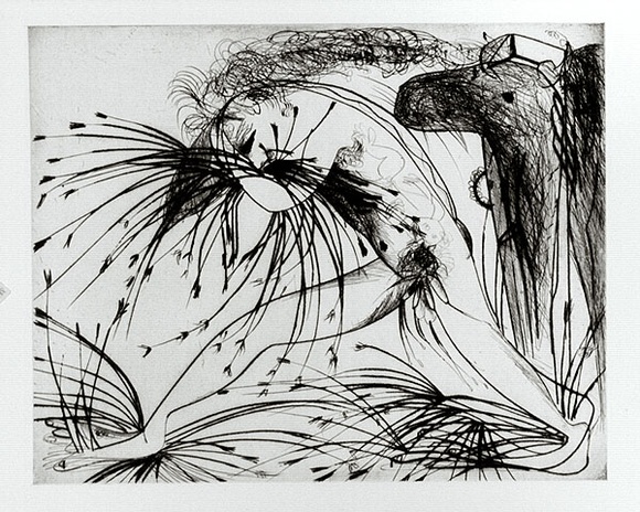 Artist: b'BOYD, Arthur' | Title: b'Nebuchadnezzar with beast and cornstalks.' | Date: (1968-69) | Technique: b'etching, printed in black ink, from one plate' | Copyright: b'Reproduced with permission of Bundanon Trust' Artist: b'BOYD, Arthur' | Title: b'Nebuchadnezzar with beast and cornstalks.' | Date: (1968-69) | Technique: b'etching, printed in black ink, from one plate' | Copyright: b'Reproduced with permission of Bundanon Trust'