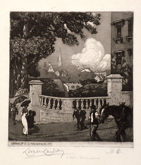 Artist: b'LINDSAY, Lionel' | Title: bSt John's, Darlinghurst, from College Street | Date: 1912 | Technique: b'etching and aquatint, printed in warm black ink, from one plate' | Copyright: b'Courtesy of the National Library of Australia' Artist: b'LINDSAY, Lionel' | Title: bSt John's, Darlinghurst, from College Street | Date: 1912 | Technique: b'etching and aquatint, printed in warm black ink, from one plate' | Copyright: b'Courtesy of the National Library of Australia'