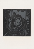 Artist: MEYER, Bill | Title: Breast fright | Date: 1969 | Technique: linocut, printed in two colours, from reduction block process | Copyright: © Bill Meyer