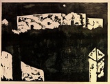 Artist: b'Adams, Tate.' | Title: b'(Village in Mourne).' | Date: (1954) | Technique: b'linocut, printed in colour, from two blocks'