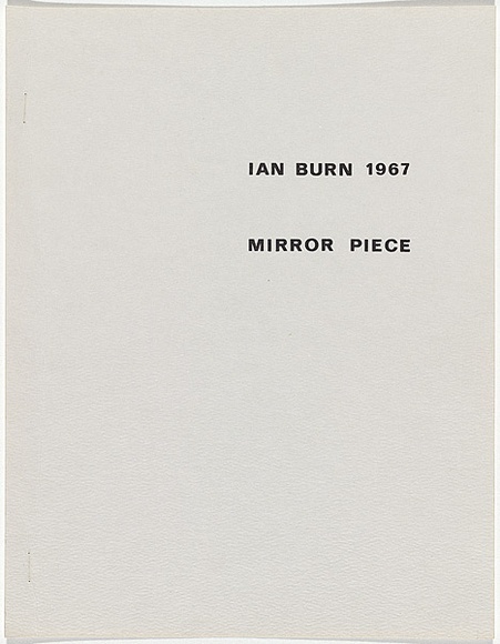 Artist: b'Burn, Ian.' | Title: b'Mirror piece (1) (front cover)' | Date: 1967 | Technique: b'13 photocopy sheets' Artist: b'Burn, Ian.' | Title: b'Mirror piece (1) (front cover)' | Date: 1967 | Technique: b'13 photocopy sheets'