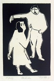 Artist: Allen, Joyce. | Title: Attitudes. | Date: 1971 | Technique: linocut printed in black ink, from one block