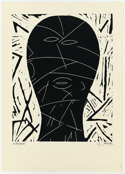 Artist: b'SELLBACH, Udo' | Title: b'Head III.' | Date: 1985 | Technique: b'linocut'