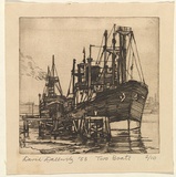 Artist: Dallwitz, David. | Title: Two boats. | Date: 1953 | Technique: etching, printed in black ink, from one plate