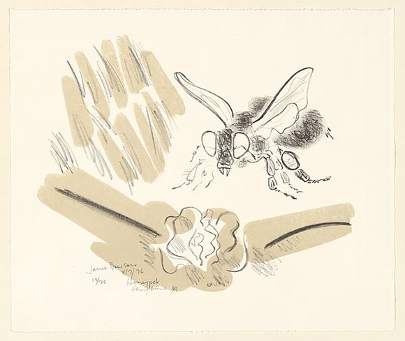 Artist: b'Dawson, Janet.' | Title: b'Honeypot, honeybun.' | Date: 1976, 8 July | Technique: b'lithograph, printed in colour, from two plates' | Copyright: b'\xc2\xa9 Janet Dawson. Licensed by VISCOPY, Australia' Artist: b'Dawson, Janet.' | Title: b'Honeypot, honeybun.' | Date: 1976, 8 July | Technique: b'lithograph, printed in colour, from two plates' | Copyright: b'\xc2\xa9 Janet Dawson. Licensed by VISCOPY, Australia'