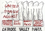 Artist: b'Wonderful Art Nuances Club (WANC).' | Title: bLa Trobe Valley power. (Poster supporting SEC maintenance workers' strike, La Trobe Valley, Victoria, 1977). | Date: (1977) | Technique: b'screenprint, printed in colour, from two stencils'