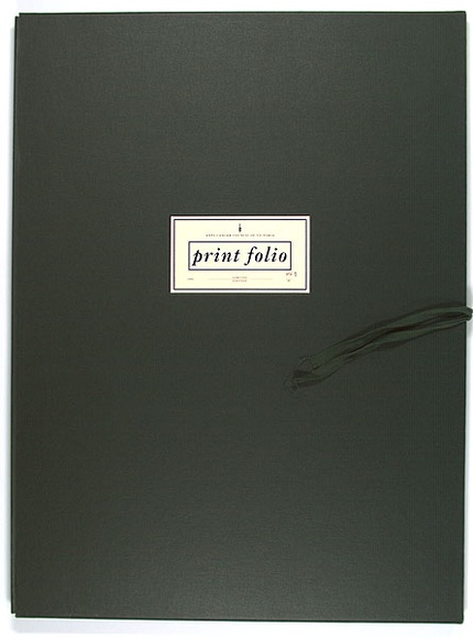 Artist: b'Simmul, Ilme.' | Title: b'Folio box/folder - for the Anti-cancer Council of Victoria Print Folio.' | Date: 1990 | Technique: b'stamped and bound folio, printed in deep green and cream, from two plates' Artist: b'Simmul, Ilme.' | Title: b'Folio box/folder - for the Anti-cancer Council of Victoria Print Folio.' | Date: 1990 | Technique: b'stamped and bound folio, printed in deep green and cream, from two plates'