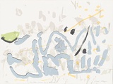 Artist: b'MEYER, Bill' | Title: b'Tree Totems with a slice of avocado' | Date: 1988 | Technique: b'screenprint, printed in colour, from multiple screens (indirect, photo, blockout, reduction)' | Copyright: b'\xc2\xa9 Bill Meyer'