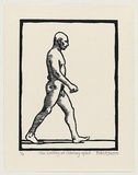 Artist: Jones, Robert. | Title: Man walking at ordinary speed | Date: 1999 | Technique: woodcut, printed in black ink, from 1 MDF block