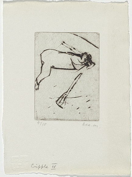 Artist: b'MADDOCK, Bea' | Title: b'Cripple IV' | Date: December 1966 | Technique: b'drypoint, printed in black ink, from one copper plate' Artist: b'MADDOCK, Bea' | Title: b'Cripple IV' | Date: December 1966 | Technique: b'drypoint, printed in black ink, from one copper plate'