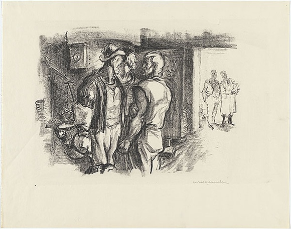 Artist: b'Counihan, Noel.' | Title: b'In a foundry.' | Date: 1948 | Technique: b'lithograph, printed in black ink, from one stone' Artist: b'Counihan, Noel.' | Title: b'In a foundry.' | Date: 1948 | Technique: b'lithograph, printed in black ink, from one stone'