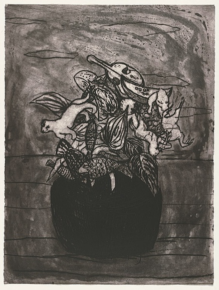 Artist: b'KING, Martin' | Title: b'Pastorale' | Date: 1990 | Technique: b'drypoint and etching, printed in black ink, from one plate' Artist: b'KING, Martin' | Title: b'Pastorale' | Date: 1990 | Technique: b'drypoint and etching, printed in black ink, from one plate'