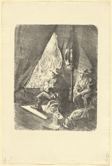 Artist: b'Dyson, Will.' | Title: b'The misery of rest camps.' | Date: 1918 | Technique: b'lithograph, printed in black ink, from one stone' Artist: b'Dyson, Will.' | Title: b'The misery of rest camps.' | Date: 1918 | Technique: b'lithograph, printed in black ink, from one stone'