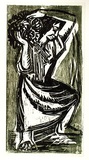 Artist: Kubbos, Eva. | Title: Woman | Date: 1959 | Technique: woodcut, printed in colour, from two blocks (black and green)