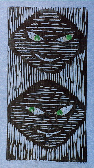 Artist: b'Buckley, Sue.' | Title: b'Happy honan girls.' | Date: 1962 | Technique: b'woodcut, printed in colour, from multiple blocks' | Copyright: b'This work appears on screen courtesy of Sue Buckley and her sister Jean Hanrahan' Artist: b'Buckley, Sue.' | Title: b'Happy honan girls.' | Date: 1962 | Technique: b'woodcut, printed in colour, from multiple blocks' | Copyright: b'This work appears on screen courtesy of Sue Buckley and her sister Jean Hanrahan'