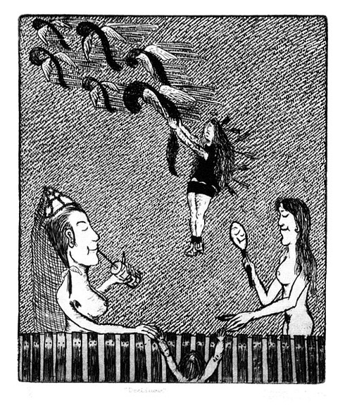 Artist: b'Nedelkopoulos, Nicholas.' | Title: b'Deciduos' | Date: 1976 | Technique: b'etching, printed in black ink, from one plate' Artist: b'Nedelkopoulos, Nicholas.' | Title: b'Deciduos' | Date: 1976 | Technique: b'etching, printed in black ink, from one plate'