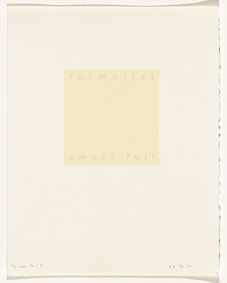 Artist: b'Burgess, Peter.' | Title: b'formalist: smart foil.' | Date: 2001 | Technique: b'computer generated inkjet prints, printed in colour, from digital files' Artist: b'Burgess, Peter.' | Title: b'formalist: smart foil.' | Date: 2001 | Technique: b'computer generated inkjet prints, printed in colour, from digital files'