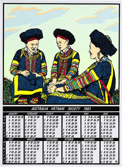 Artist: b'REDBACK GRAPHIX' | Title: b'AVS calendar 1983.' | Date: 1982 | Technique: b'screenprint, printed in colour, from seven stencils' | Copyright: b'\xc2\xa9 Michael Callaghan' Artist: b'REDBACK GRAPHIX' | Title: b'AVS calendar 1983.' | Date: 1982 | Technique: b'screenprint, printed in colour, from seven stencils' | Copyright: b'\xc2\xa9 Michael Callaghan'