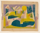 Title: The red bridge | Date: c. 1955 | Technique: screenprint, printed in colour, from multiple stencils