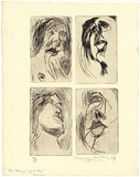 Artist: WALKER, Murray | Title: Four close ups of a face | Date: 1967 | Technique: etching, printed in black ink, from four plates