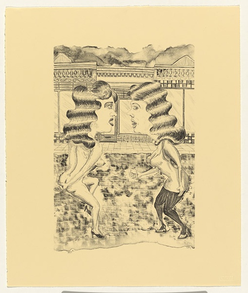 Artist: b'Hay, Bill.' | Title: b'Nightclubbing banshees' | Date: 1992, April - May | Technique: b'lithograph, printed in black ink, from one stone' Artist: b'Hay, Bill.' | Title: b'Nightclubbing banshees' | Date: 1992, April - May | Technique: b'lithograph, printed in black ink, from one stone'