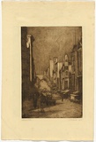Artist: b'Traill, Jessie.' | Title: bMelbourne's pride [recto]/ Reflection of factory and horses [verso] | Date: 1914 | Technique: b'etchings, printed in brown and black inks, from one plate'
