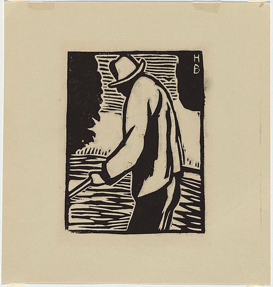 Artist: b'Brodzky, Horace.' | Title: b'Man in field.' | Date: c.1918 | Technique: b'linocut, printed in black ink, from one block' Artist: b'Brodzky, Horace.' | Title: b'Man in field.' | Date: c.1918 | Technique: b'linocut, printed in black ink, from one block'