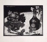 Artist: LINDSAY, Lionel | Title: Dessert | Date: 1924 | Technique: wood-engraving, printed in black ink, from one block | Copyright: Courtesy of the National Library of Australia