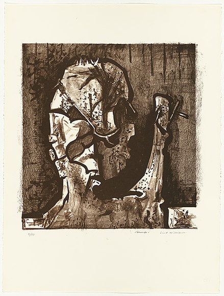 Artist: b'WILLIAMS, Fred' | Title: b'Stump' | Date: 1977-78 | Technique: b'lithograph, printed in brown ink, from one zinc plate' | Copyright: b'\xc2\xa9 Fred Williams Estate' Artist: b'WILLIAMS, Fred' | Title: b'Stump' | Date: 1977-78 | Technique: b'lithograph, printed in brown ink, from one zinc plate' | Copyright: b'\xc2\xa9 Fred Williams Estate'