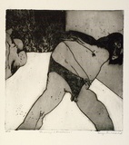 Artist: BALDESSIN, George | Title: Personage in enclosure. | Date: 1965 | Technique: etching and aquatint, printed in black ink, from one plate