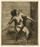 Artist: WILLIAMS, Fred | Title: Nude figure | Date: 1954-55 | Technique: etching, printed in black ink with plate-tone, from one zinc plate | Copyright: © Fred Williams Estate