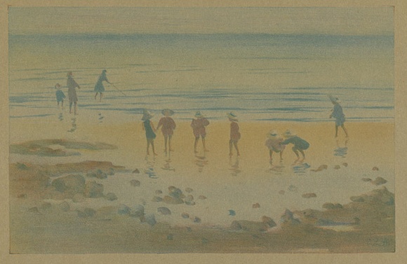Artist: b'Allport, C.L.' | Title: b'The paddlers.' | Date: 1908 | Technique: b'lithograph, printed in colour, from multiple stones [or plates]'