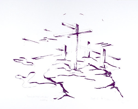 Artist: b'COLEING, Tony' | Title: bDrawing for 'to do with blue' sculpture. | Date: 1975 | Technique: b'screenprint, printed in pink ink, from one stencil' Artist: b'COLEING, Tony' | Title: bDrawing for 'to do with blue' sculpture. | Date: 1975 | Technique: b'screenprint, printed in pink ink, from one stencil'