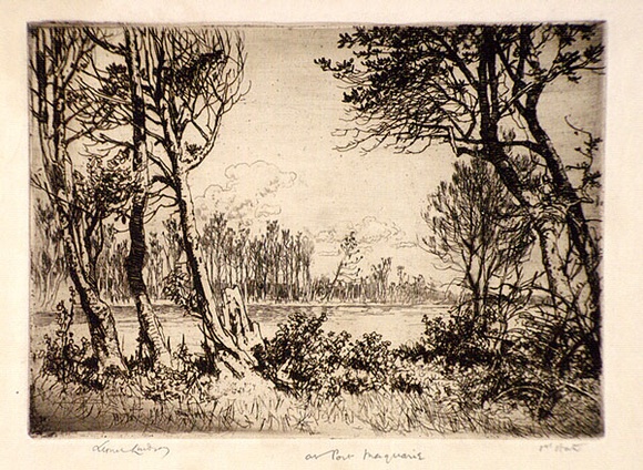 Artist: b'LINDSAY, Lionel' | Title: b'At Port Macquarie, N.S.W.' | Date: 1923 | Technique: b'etching and drypoint, printed in brown ink with plate-tone, from one plate' | Copyright: b'Courtesy of the National Library of Australia' Artist: b'LINDSAY, Lionel' | Title: b'At Port Macquarie, N.S.W.' | Date: 1923 | Technique: b'etching and drypoint, printed in brown ink with plate-tone, from one plate' | Copyright: b'Courtesy of the National Library of Australia'
