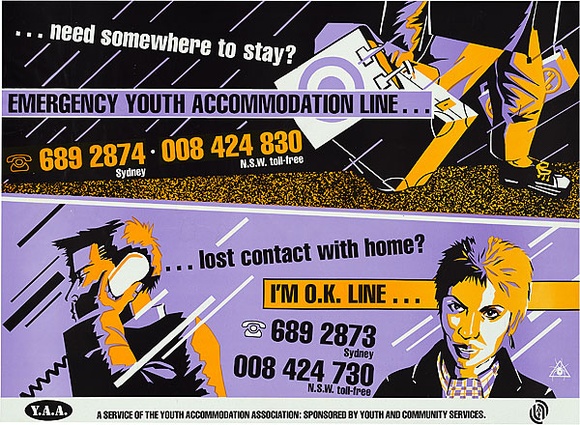 Artist: b'Lane, Leonie.' | Title: b'Need somewhere to stay?' | Date: 1985 | Technique: b'offset-lithograph, printed in colour, from multiple plates' | Copyright: b'\xc2\xa9 Leonie Lane' Artist: b'Lane, Leonie.' | Title: b'Need somewhere to stay?' | Date: 1985 | Technique: b'offset-lithograph, printed in colour, from multiple plates' | Copyright: b'\xc2\xa9 Leonie Lane'
