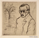 Artist: de Kesler, Thomas. | Title: Self-portrait. | Date: 1951 | Technique: etching and drypoint, printed in black ink with plate-tone, from one plate | Copyright: © Thomas de Kessler