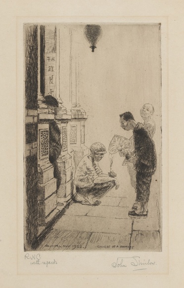 Artist: Shirlow, John. | Title: Chinese at a doorway | Date: 1922 | Technique: etching and aquatint, printed in black ink with plate-tone, from one copper plate