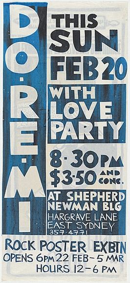 Artist: b'MERD INTERNATIONAL' | Title: b'Poster: Do-Re-Mi with love party Sun Feb 20' | Date: 1984 | Technique: b'screenprint' Artist: b'MERD INTERNATIONAL' | Title: b'Poster: Do-Re-Mi with love party Sun Feb 20' | Date: 1984 | Technique: b'screenprint'