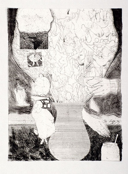 Artist: b'Croft, Christopher.' | Title: b'not titled.' | Date: 1988 | Technique: b'etching and aquatint, printed in colour, from multiple plates' | Copyright: b'\xc2\xa9 Christopher Croft. Licensed by VISCOPY, Australia, 2007.' Artist: b'Croft, Christopher.' | Title: b'not titled.' | Date: 1988 | Technique: b'etching and aquatint, printed in colour, from multiple plates' | Copyright: b'\xc2\xa9 Christopher Croft. Licensed by VISCOPY, Australia, 2007.'