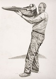 Artist: b'Lopes, Steve.' | Title: b'Man with whale skull' | Date: 2003 | Technique: b'etching, printed in black ink, from one plate'