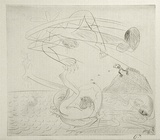 Artist: BOYD, Arthur | Title: Bert Hinkler and Polyphemus. | Date: (1968-69) | Technique: drypoint, printed in black ink, from one plate | Copyright: Reproduced with permission of Bundanon Trust