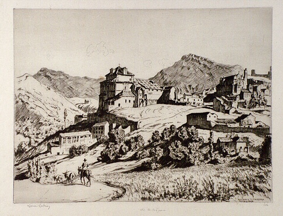 Artist: b'LINDSAY, Lionel' | Title: b'Old Antequera, Andalucia, Spain' | Date: 1929 | Technique: b'drypoint, printed in brown ink, from one plate' | Copyright: b'Courtesy of the National Library of Australia' Artist: b'LINDSAY, Lionel' | Title: b'Old Antequera, Andalucia, Spain' | Date: 1929 | Technique: b'drypoint, printed in brown ink, from one plate' | Copyright: b'Courtesy of the National Library of Australia'