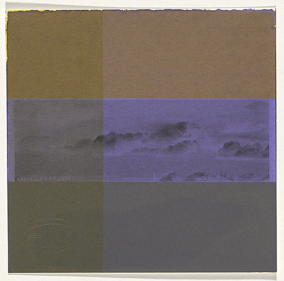 Artist: b'Bovell, Penny.' | Title: b'Project 7: sky/sign #2.' | Date: 2000 | Technique: b'screenprint, printed in colour using photopoymer inks, from photo-stencil and hand-cut stencils' Artist: b'Bovell, Penny.' | Title: b'Project 7: sky/sign #2.' | Date: 2000 | Technique: b'screenprint, printed in colour using photopoymer inks, from photo-stencil and hand-cut stencils'