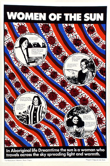 Artist: b'Gidgup, Margaret.' | Title: b'Women of the sun' | Date: 1988 | Technique: b'screenprint, printed in colour, from multiple stencils' Artist: b'Gidgup, Margaret.' | Title: b'Women of the sun' | Date: 1988 | Technique: b'screenprint, printed in colour, from multiple stencils'