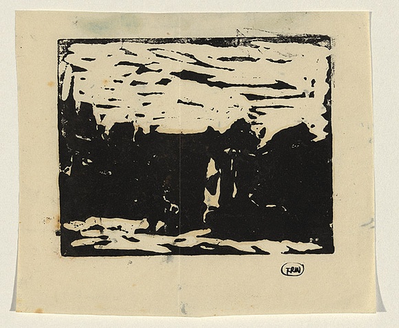 Artist: WILLIAMS, Fred | Title: Landscape, Kent [2nd version] | Date: c.1954 | Technique: linocut, printed in black ink, from one block | Copyright: © Fred Williams Estate