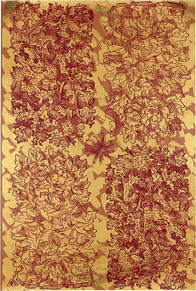 Artist: b'REDBACK GRAPHIX' | Title: b'Wrapping paper: Gold' | Date: 1986 | Technique: b'screenprint, printed in colour, from three stencils' Artist: b'REDBACK GRAPHIX' | Title: b'Wrapping paper: Gold' | Date: 1986 | Technique: b'screenprint, printed in colour, from three stencils'