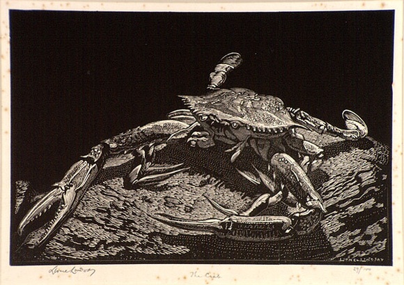 Artist: b'LINDSAY, Lionel' | Title: b'The crab' | Date: 1931 | Technique: b'wood-engraving, printed in black ink, from one block' | Copyright: b'Courtesy of the National Library of Australia' Artist: b'LINDSAY, Lionel' | Title: b'The crab' | Date: 1931 | Technique: b'wood-engraving, printed in black ink, from one block' | Copyright: b'Courtesy of the National Library of Australia'